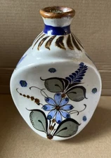 VTG Ken Edwards Tonala Mexican Pottery Vase Florals-Butterflies, Signed