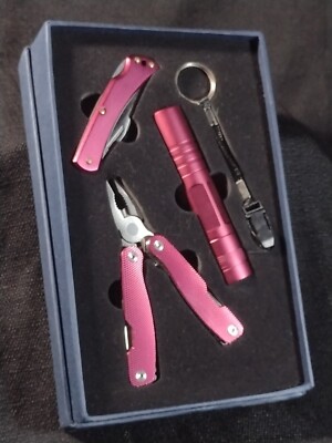 Pink Multi Tool Gift Kit With Flashlight And Knife!! - Vibrant pink - Old Stock!