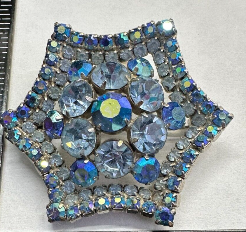 Flower Blue Rhinestone Vintage Pin Brooch JULIANA J-027 | eBay