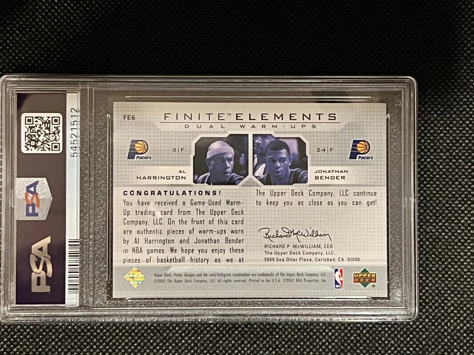 2003-04 Upper Deck Finite Elements Dual Warmups #FE6 A.Harrinton/J.Bender PSA 9 - Image 2 of 2