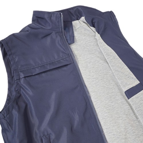 Smanicato Uomo Leggero Zip Gilet con Tasche Interno Foderato Blu Nero VEQUE - Foto 21 di 30