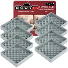 Furniture Coasters - 8 Pcs 3” Square Furniture Caster Cups Non Slip Pads Hardwoo