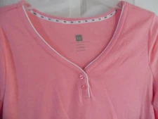 -KAREN NEUBURGER LONG SOLID CORAL PAJAMAS SHORT SLEEVE TOP, LONG PANTS XL