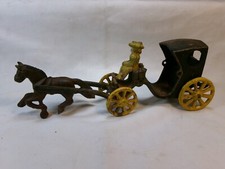 Vintage Cast Iron Horse Drawn Buggy Wagon Carriage with Driver