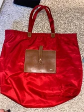 Tumi Just In Case Roll Up Tote Bag Red NWOT