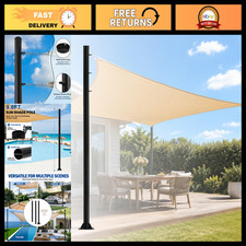 9.8 FT Heavy Duty Steel Shade Sail Poles Kit - Black Canopy Support Post, 3 Ring