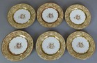 Set 6 Antique DRESDEN HP Porcelain Plates Raised GILT Turquoise Enamel WEHSENER — photo 2