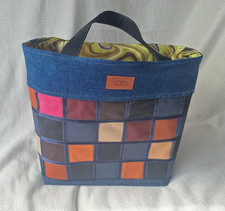 Handcrafted by Seals of Kent, Denim and Leather Patchwork Tote Bag