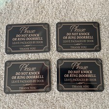 Lot Of 4 Metal Signs  Do Not Knock Or Ring Doorbell 5  X 3.5  Sticker Back