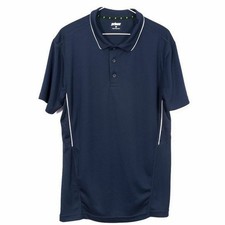 Prince Mens Navy Blue Polo Shirt M Short Sleeve Button-Up Athletic Fit Breathabl
