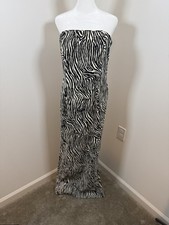 Vintage Y2k Jessica McClintock For Gunne Sax Zebra Strapless Dress Sz 11 Formal