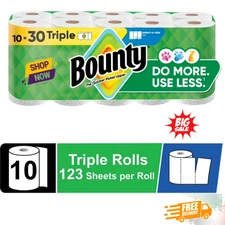 Bounty Paper Towels Select-A-Size White, 10 Triple Rolls, 123 Sheets Per Roll