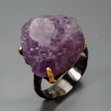 Rough gemstone ring Natural Amethyst Ring 925 Sterling Silver Size 7.5 /R435783