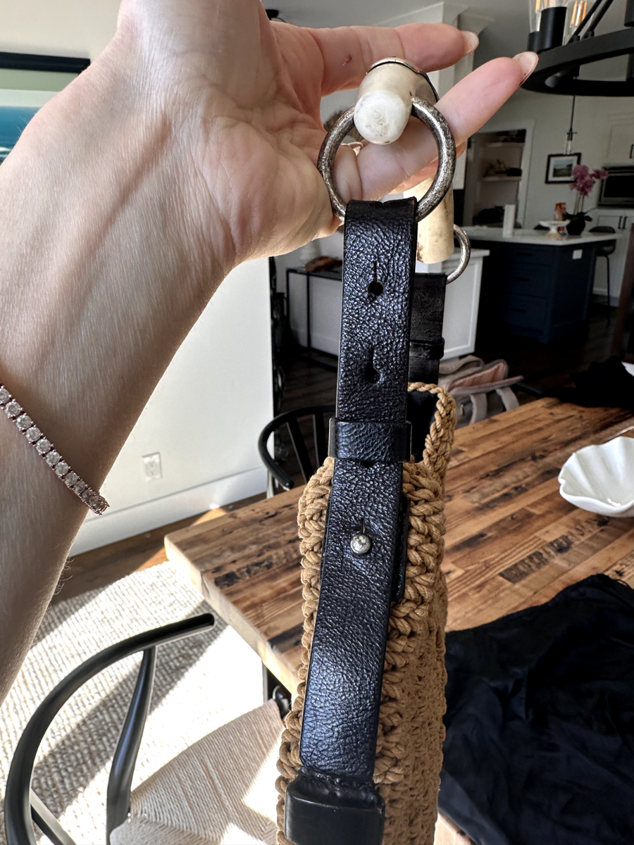 Yves Saint Laurent YSL Mombasa Purse Horn Handle Raffia Handbag