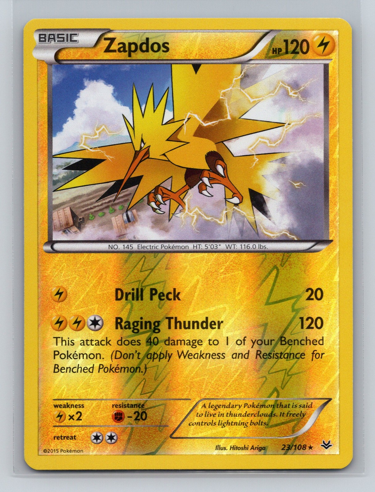 XY - Roaring Skies Zapdos Reverse Holo - NM #23/108 12007