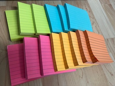Post-it Brand - Lined Colored Notes (4x4 , 14 Pads) - Super Sticky Writing Pads