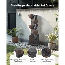 VEVOR Outdoor Water Fountain, 49.61 in Height Fountain and Waterfall, 5-Tier Flo