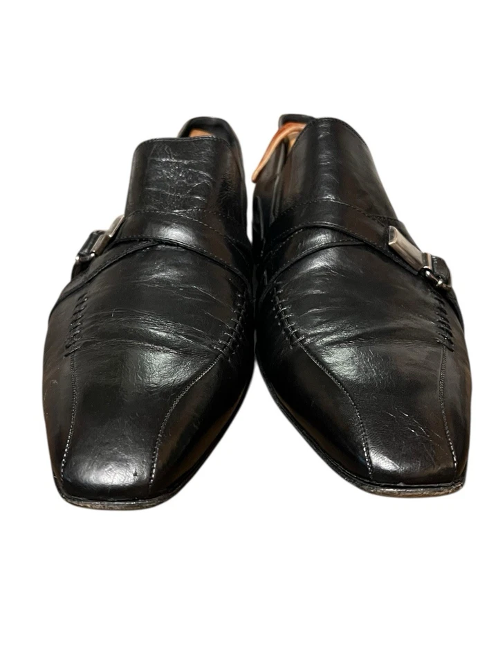 Bacco Bucci Men’s Black Leather Dressy Shoes Loafer Buckle Size 11.5 Made Italy - Image 3 of 4