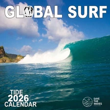 GLOBAL SURF Southern California TIDE 2026 CALENDAR (12 in x 12 in Wall)