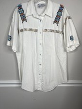 Vintage Southwest Canyon Western Shirt Size M beaded The Shirt Inc flaws