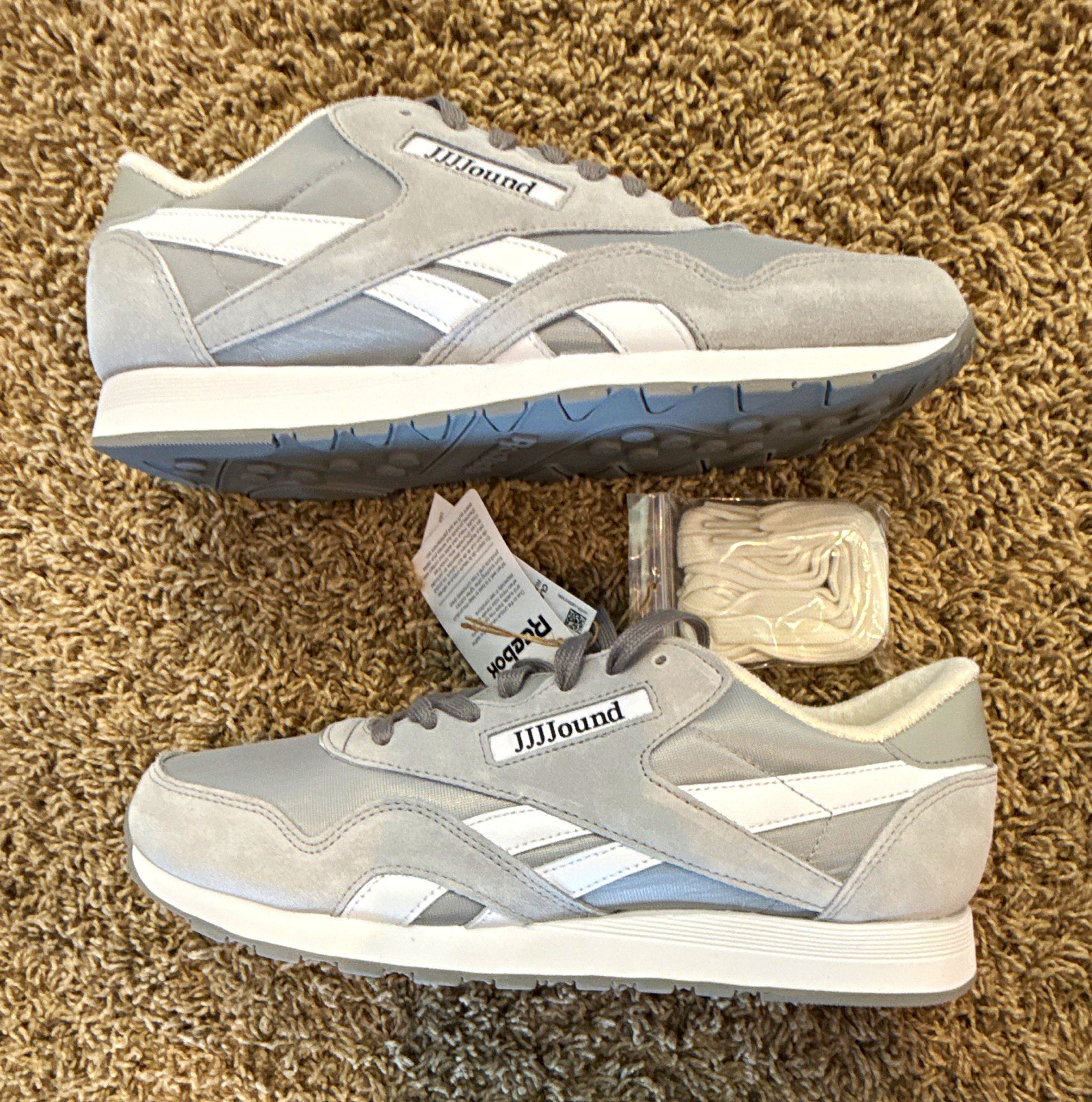 Rare - Reebok Classic Nylon JJJJound Gray/White Low Top Lace-Up Sneaker