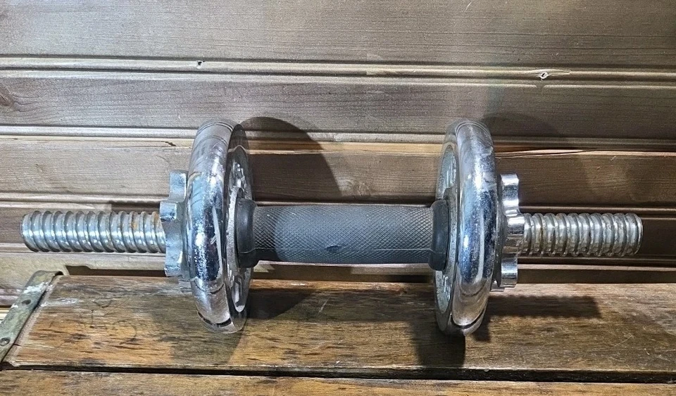 Juego de placas de mancuernas cromadas YORK 2-1/2 lb + barra cromada ajustable (lote de 5 piezas) Foto 4 de 4