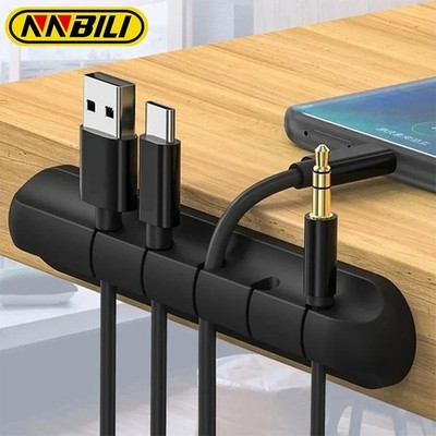 Cable Organizer Silicone USB Cable Winder Desktop Tidy Management Clips