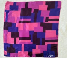 Vintage VERA Logo Silk Hand Rolled Scarf Pink Purple Made in Japan 26" Square