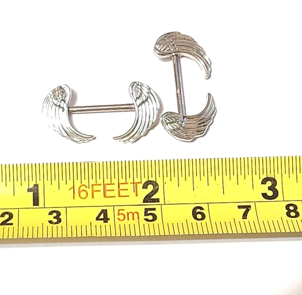 MENS OR WOMEN EXCELLENT 2 ANGEL WINGS PIERCED BODY JEWELRY PIERCING NIPPLE RING - Image 2 of 2