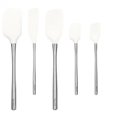 Tovolo 5-Piece Silicone & Stainless Steel Utensil Set (White): Spoonula, Jar ...