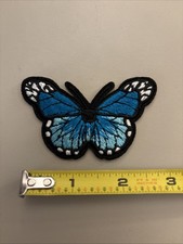 Blue Butterfly Embroidered Iron on patch Camping Sunset Nature Hiking