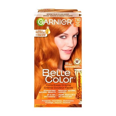 Garnier Belle Color Permanent Hair Dye, 740 Dark Copper Blonde, 100% Grey