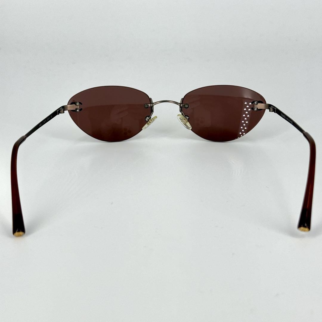 CHANEL 4003 Rimless Sunglasses Y2K Rhinestone Star Coco Mark