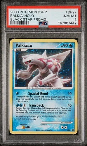 2008 POKEMON DIAMOND & PEARL BLACK STAR PROMO #DP27 PALKIA-HOLO PSA 8