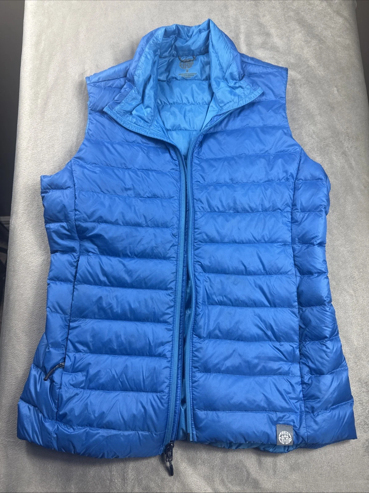 REI Co-op Down Vest Men S Blue 80% Down Fill Zip Puffer Hiking Outdoor Quilted