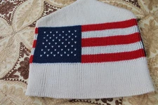 Vintage Wigwam American Flag 100% Pure Virgin Wool USA Made Ski Beanie Hat