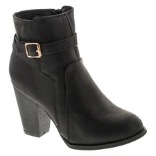 Top Moda DEMO-6 Women's Buckle Chunky Stacked Heel Ankle Booties