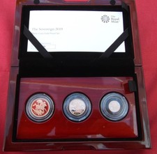 ROYAL MINT 2019 GOLD SOVEREIGN PROOF 3 SET - LIMITED TO A 1000 - COA - FREE P&P