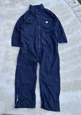 Carhartt FR Navy Blue Cotton Coverall 3XL CAT 2 NFPA 2112 Zipper On Sides Of Leg