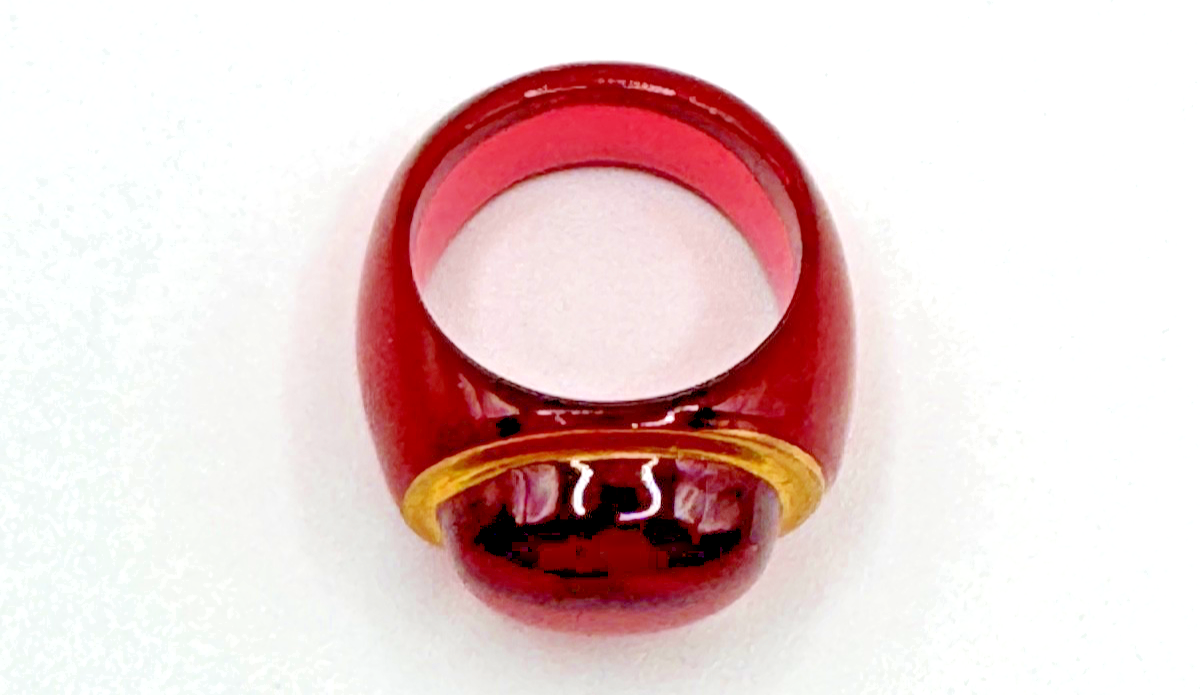 Baccarat Cabochon Crystal Ring. Red. Gold Rim. Size: 5.5. | eBay