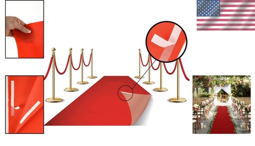 Luxurious 3x50 Foot Red Carpet Runner with Adhesive Tape for Secure Placement - Picture 2 of 9