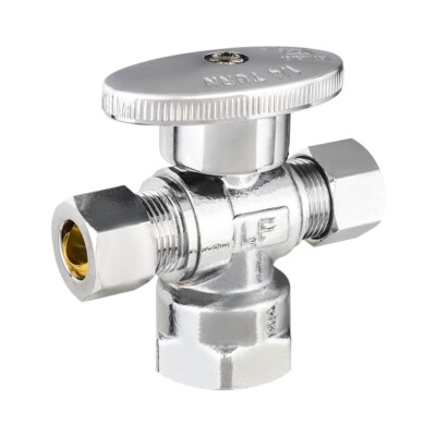 EFIELD 1/4-Turn Dual Angle Stop Valve  1/2'' Fip Inlet x 3/8'' x3/8 Compression
