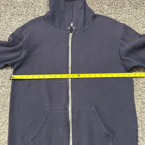 Vtg Thrashed Hoodie American Apparel Blank Sweatshirt F497 Full Zip Faded Blue - Picture 3 of 12