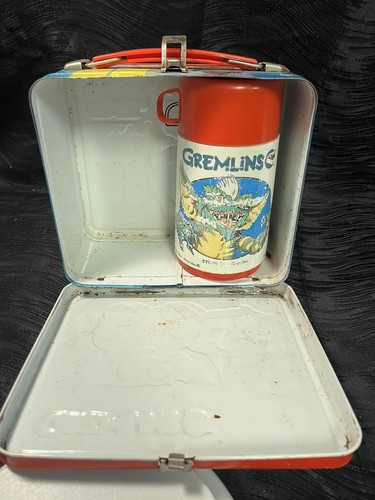 Gremlins Blechdose Metall Brotdose mit Thermoskanne Deckel 1984 Aladdin Gizmo Mogwai getragen - Bild 12 von 20