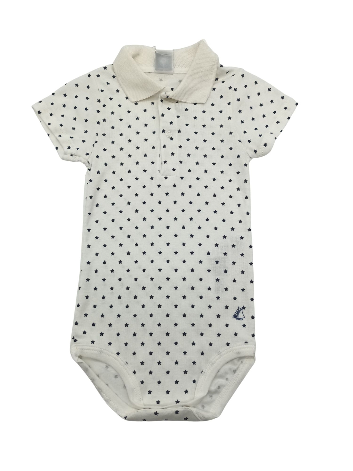 Petit Bateau Blanco Manga Larga Polo Cuello Body Edad 2 Años 84cm