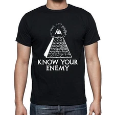 Illuminati Know Enemy Eye Triangle Secret Pyramid Inspiration Funny T shirt Tee