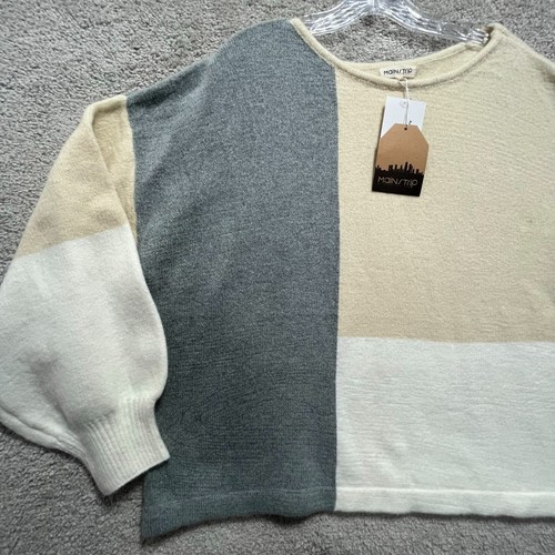 Main Strip Sweater Womens Medium Multicolor Color Block Knit Round Neck Pullover - Picture 8 of 20
