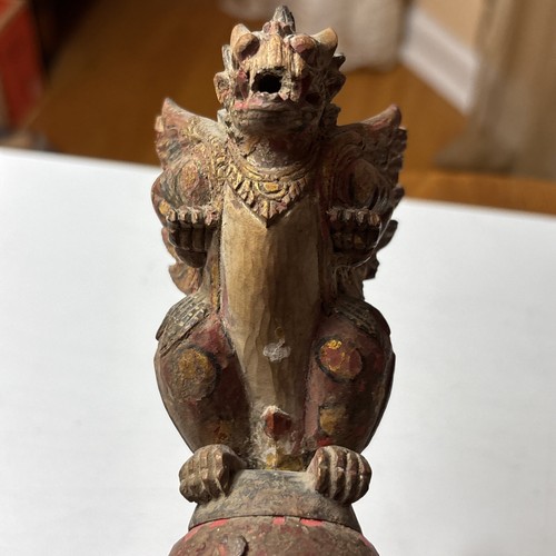 Antique Hand Carved Wooden Sculpture Deity Garuda Indonesia Bali Weathered As Is - Picture 17 of 24