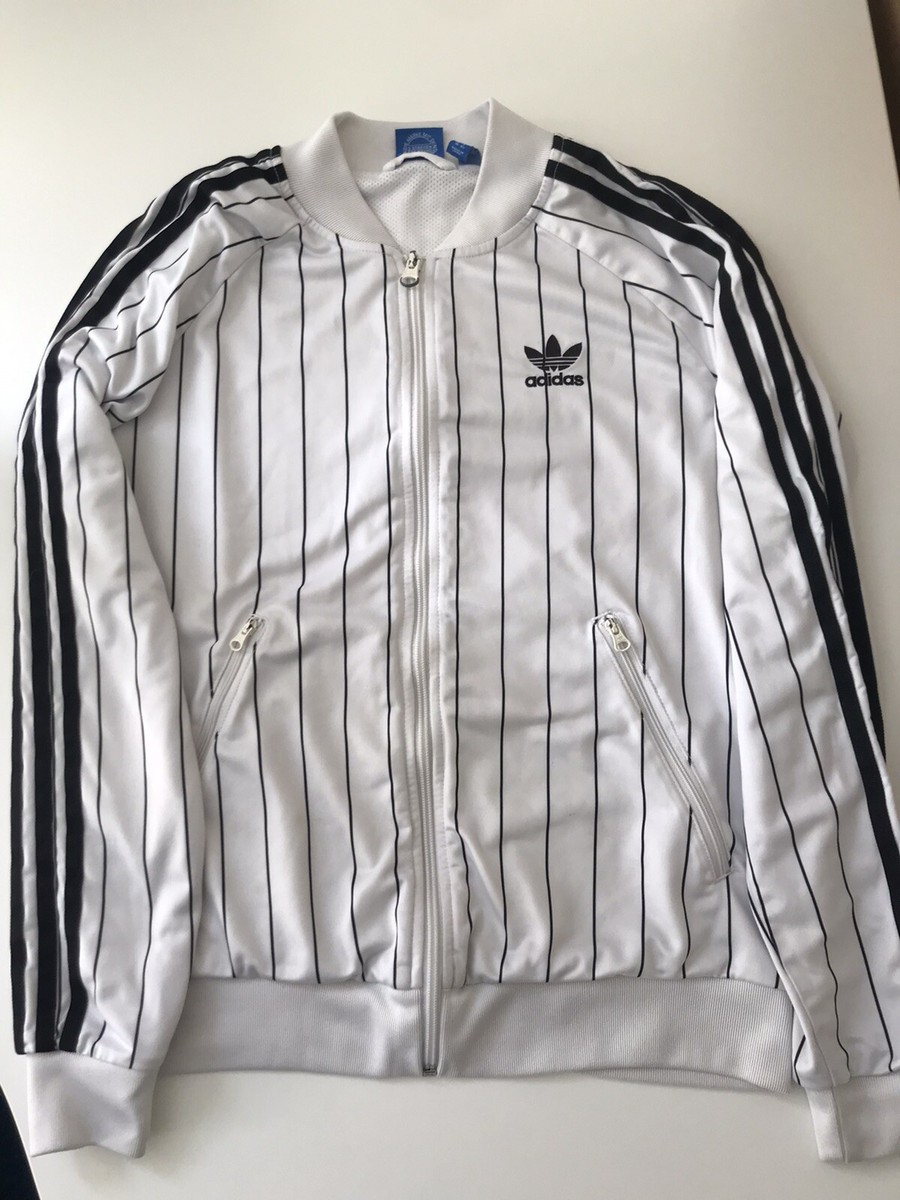 Adidas Originals Track Track Top Jacket White Black Pinstripes