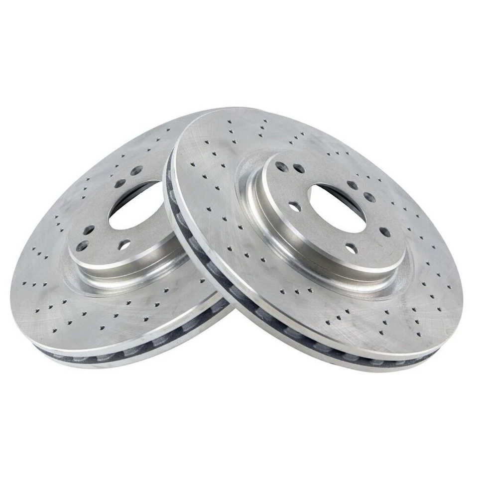 Par delantero del lado del conductor y del pasajero del rotor de freno TRQ para Mercedes C CLK SLK Foto 3 de 4